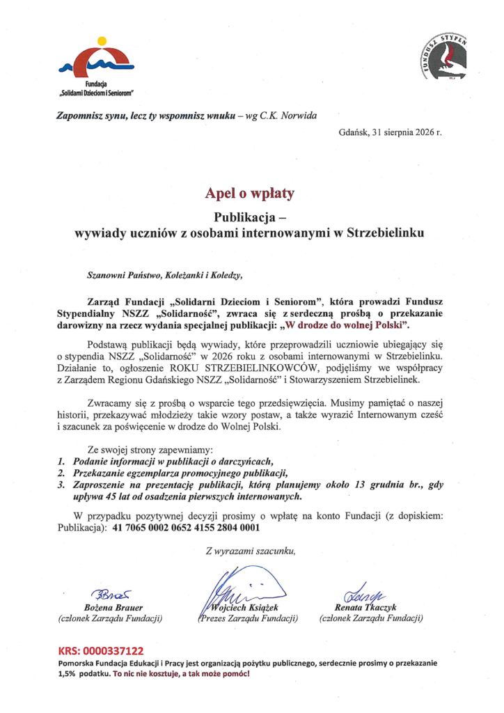 Apel o wpłaty - skan